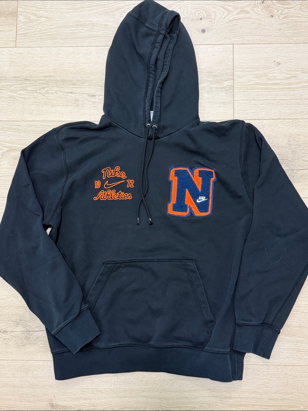 Nike Black Hoodie with Orange and Blue 'N' Patch